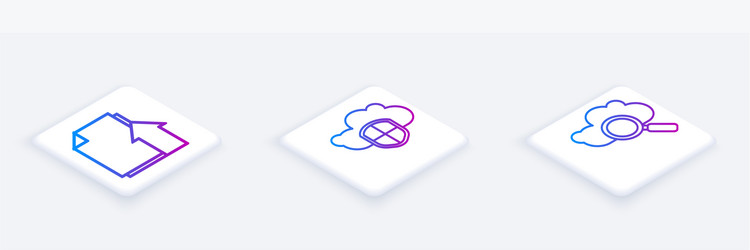 set isometric line upload file document cloud vector image
