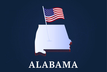 alabama state isometric map and usa natioanl flag vector