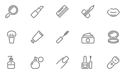 beauty and cosmetic line icons vector