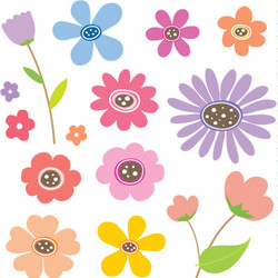 Colorful Flower Cartoon Set vector