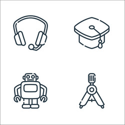 Nerd line icons linear set quality vector