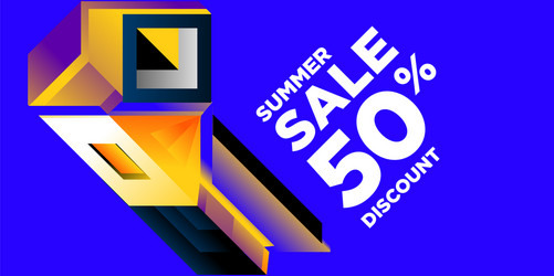 summer sale 50 discount with geometric colorful vector