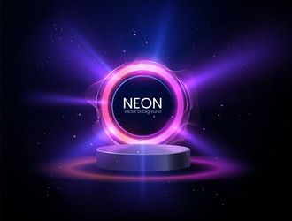 neon glowing gradient circle frame with empty 3d vector image
