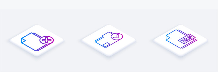set isometric line delete file document vector image