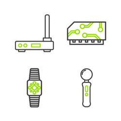 set line gamepad smartwatch ram random access vector image