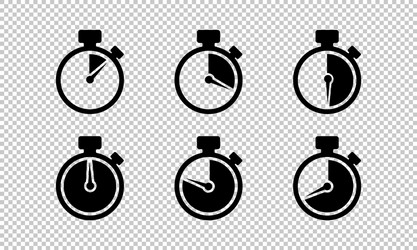 Timer isolated icon set on transparent background vector