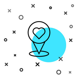 Black line map pointer with heart icon isolated vector