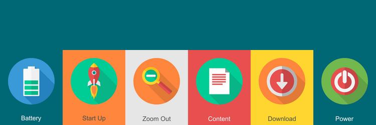 a set of 6 user interface icons as battery start vector image