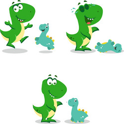 Little funny dinosaurs vector