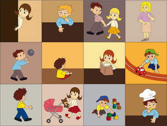 Pattern with kids vector