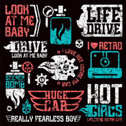 car and military masculine badges Vector Image