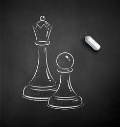 chalk drawn chess figures vector