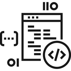 coding flat line web icon concept vector image