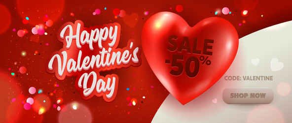 Happy valentine day sale promotion banner discount vector