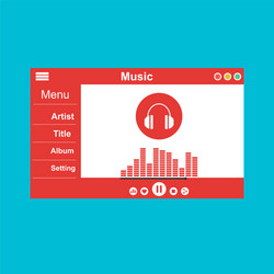 media player application app template with flat vector