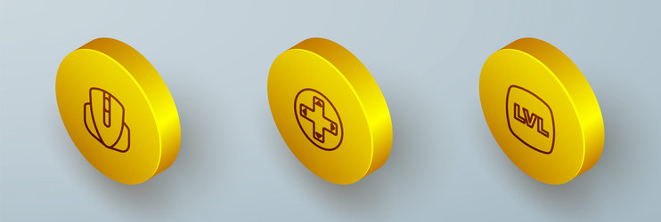 Set isometric line computer mouse game controller vector