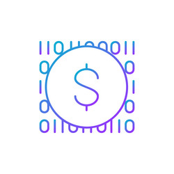 Coin with code digital money e-money mobile vector