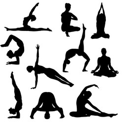 Yoga Silhouette Collection Vector Image