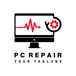 Pc repair logo template design vector