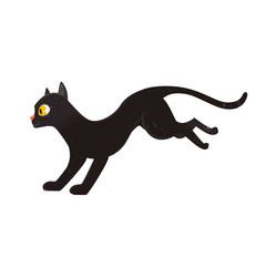 Cute fluffy black cat running side view portrait vector