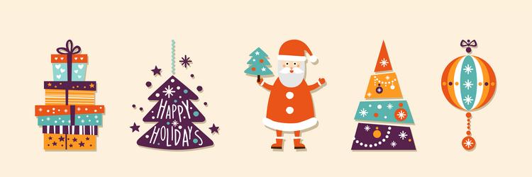 Merry christmas and happy new year holidays vector