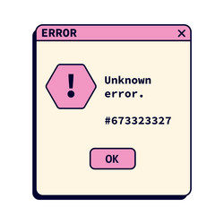 retro unknown pink error message on screen system vector image