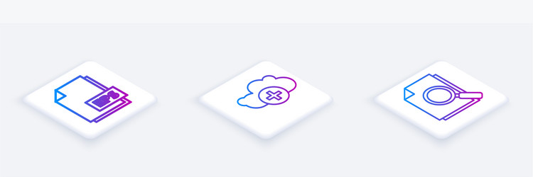 set isometric line eps file document add cloud vector image