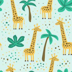 Childish seamless pattern with cute giraffe vector