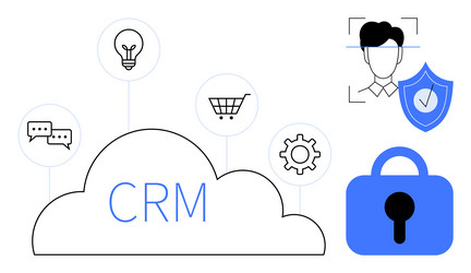 crm system with cloud security and user vector image