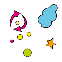 Doodle star cloud and circle arrow vector