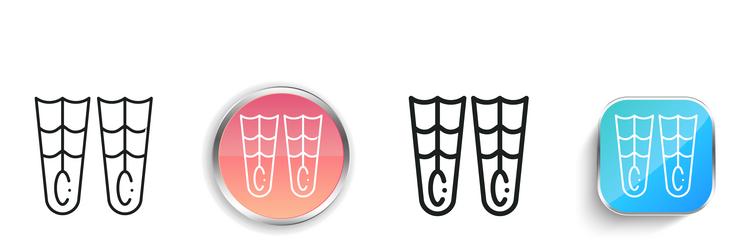 flipper icon thin linear regular and button style vector image