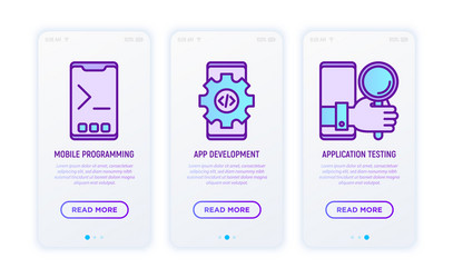 programming thin line icons set mobile vector image