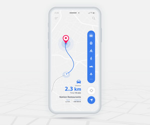 Map gps navigation app ux ui concept mobile vector