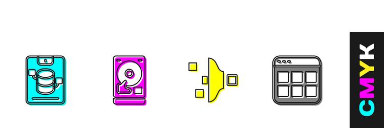 set server data web hosting hard disk drive hdd vector image