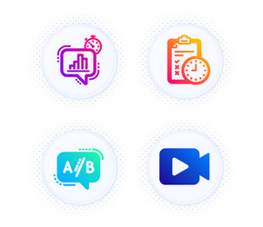 Statistics timer exam time and ab testing icons vector