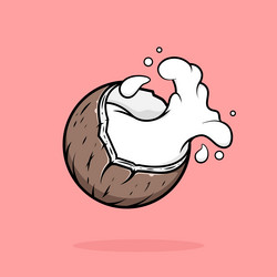 Tropical Coconut with Milk Splash Vector Image