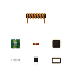 flat icon technology set of bobbin cpu memory vector image