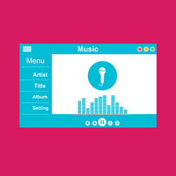 media player application app template with flat vector