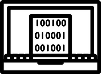 Laptop with binary code icon vector