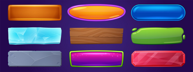 web and game menu buttons with different textures vector image