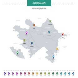 azerbaijan with location pointer marks vector image