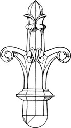 Early gothic finial three dimensional cross vector