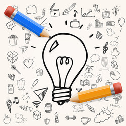 Light bulb hand drawn doodle Royalty Free Vector Image