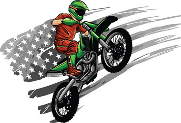 Motocross rider ride bike vector