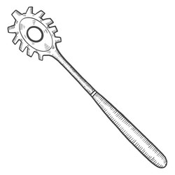 Pasta server kitchen utensils solated doodle hand vector