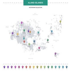 aland islands map with location pointer marks vector