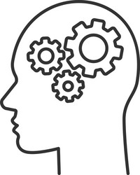 Human head silhouette with cogwheels working Vector Image