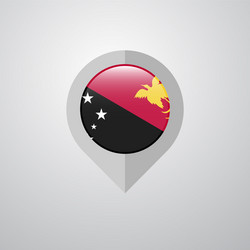 Map navigation pointer with papua new guinea flag vector