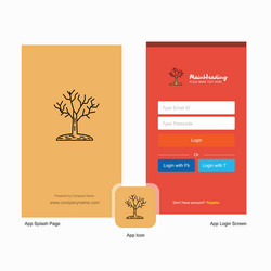 Company tree splash screen and login page design vector