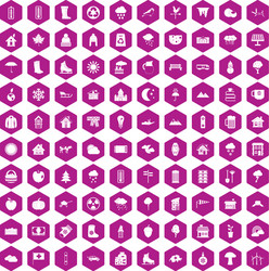 100 country house icons hexagon violet vector